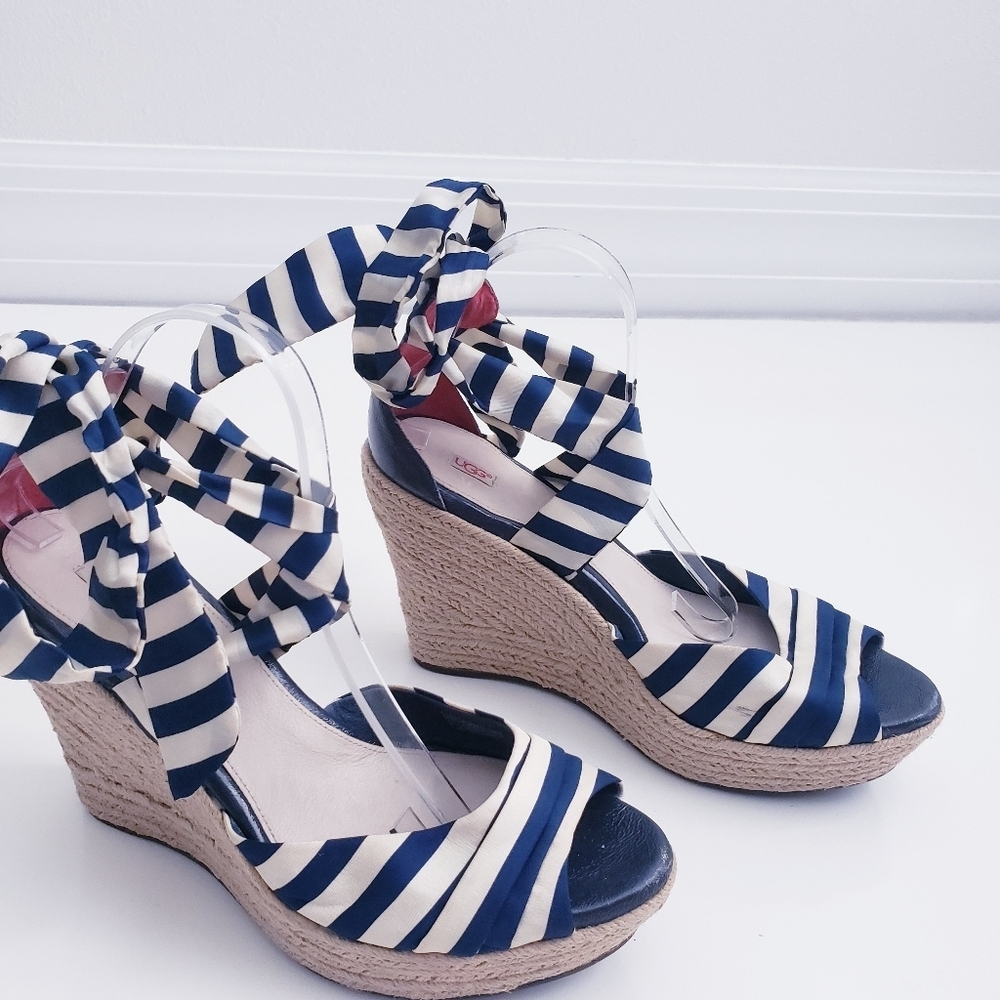 UGG Lucianna Stripe Wedge Sandal Heel Resort - Picture 4 of 9